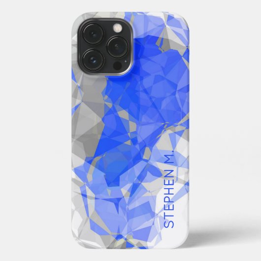 Custom Blue Grey White Modern Polygon Muster iPhone Hülle (Rückseite)