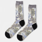 Custom Blue Grey White Paisley Muster Socken (Linkes Detail)