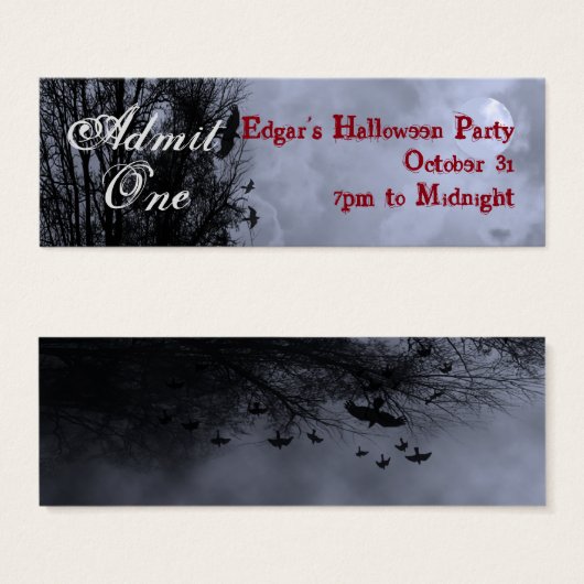 Custom Blue Halloween Sky und Ravens Party Ticket (Vorne & Hinten)