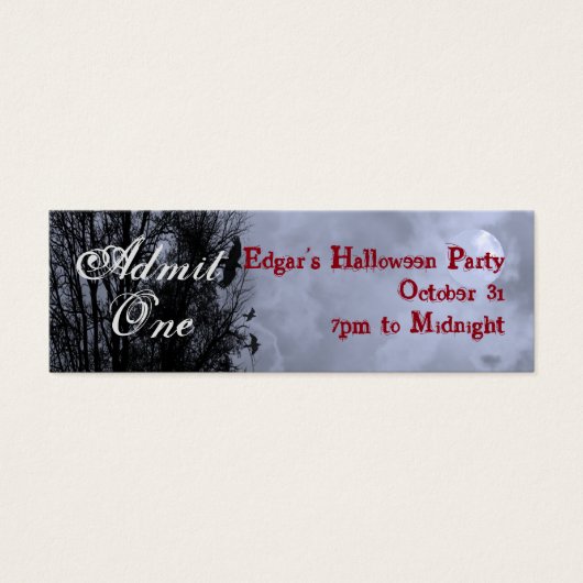 Custom Blue Halloween Sky und Ravens Party Ticket (Vorderseite)