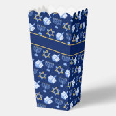 Custom Blue Hanukkah Pattern Popcorn Party Geschenkschachtel (Rückseite)
