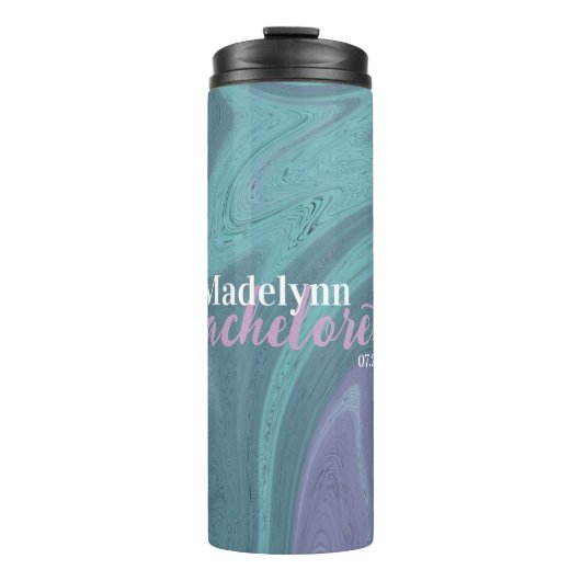 Custom Blue Holographic Wedding Bridesmaid Thermosbecher (Vorderseite)