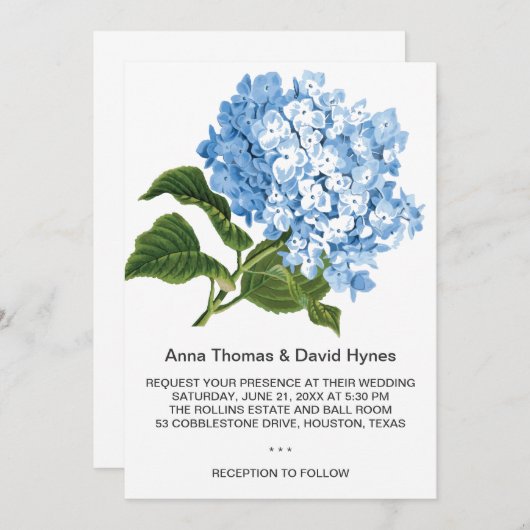 CUSTOM BLUE HYDRANGEA PERSONALISIERT WEDD INVITAT EINLADUNG (Vorne/Hinten)