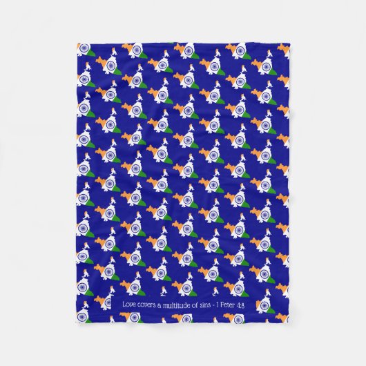 Custom Blue INDIA FLAG Fleecedecke (Vorderseite)
