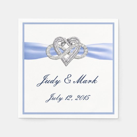 Custom Blue Infinity Heart Paper Napkins Serviette (Vorderseite)