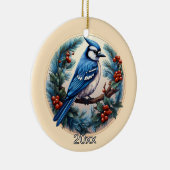 Custom Blue Jay Weihnachtsdekoration Keramik Ornament (Rechts)
