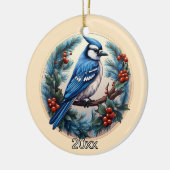 Custom Blue Jay Weihnachtsdekoration Keramik Ornament (Links)