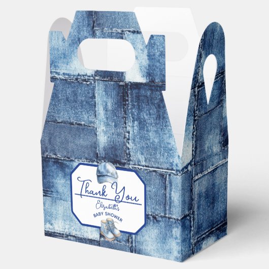 Custom Blue Jean Baby Denim Themed Baby Dusche Geschenkschachtel (Geöffnet)