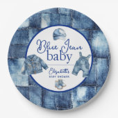 Custom Blue Jean Baby Denim Themed Baby Dusche Pappteller (Vorderseite)