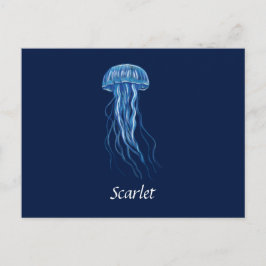 Custom Blue Jellyfish Illustration Postcard Postkarte
