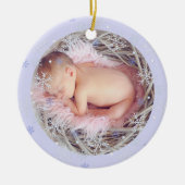 Custom Blue Keepake Foto Baby's First Christmas Keramik Ornament (Vorne)