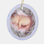 Custom Blue Keepake Foto Baby's First Christmas Keramik Ornament (Links)