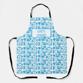 Custom Blue Kitchen Kitsch Fun Art Pattern Schürze (Vorderseite)