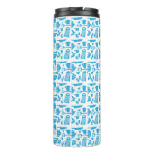 Custom Blue Kitchen Kitsch Fun Art Pattern Thermosbecher (Rückseite)