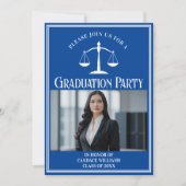 Custom Blue Law School Abschluss Foto Party Einladung (Vorderseite)