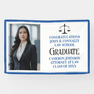 Custom Blue Law School Foto Graduation Party Banner