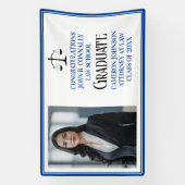 Custom Blue Law School Foto Graduation Party Banner (Vertikal)