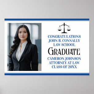 Custom Blue Law School Foto Graduation Party Poster