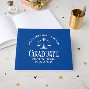 Custom Blue Law School Graduation Party Gästebuch