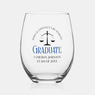 Custom Blue Law School Graduation Party Weinglas Ohne Stiel