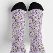 Custom Blue Lila Floral White Blume Socken (Oben)