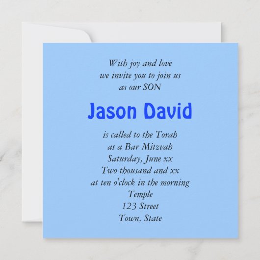 Custom, Blue, Lila Paint Spritzer, Bar Mitzvah Einladung (Rückseite)