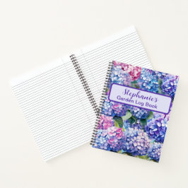 Custom Blue Lila Pink Hydrangea Muster Notebook Notizblock