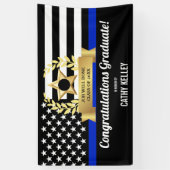 Custom Blue Line Police Academy Graduation Party Banner (Vertikal)