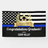 Custom Blue Line Police Academy Graduation Party Banner (Horizontal)