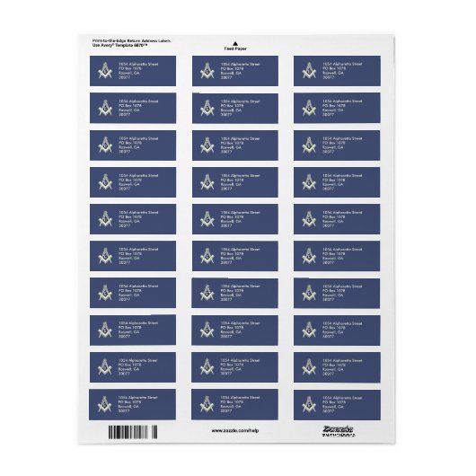 Custom Blue Lodge Mailing Labels (Vorne)