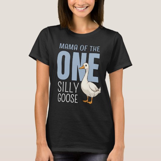 Custom Blue Mama of the One Silly Goose Birthday T-Shirt (Vorderseite)