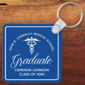 Custom Blue Medical School Abschluss Keepake Schlüsselanhänger (Rückseite)