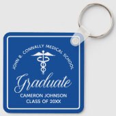 Custom Blue Medical School Abschluss Keepake Schlüsselanhänger (Rückseite)