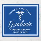 Custom Blue Medical School Graduation Party Schaumweinetikett (Einzelnes Label)