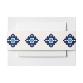 Custom Blue Mediterrane Tile Hochzeit Einladungsbanderole