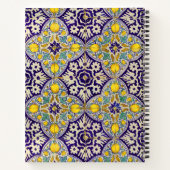 Custom Blue Mediterranean Muster Gelbe Blüten Notizblock (Rückseite)