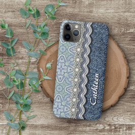 Custom Blue Mint Green Mosaik Floral Art Muster Case-Mate iPhone Hülle