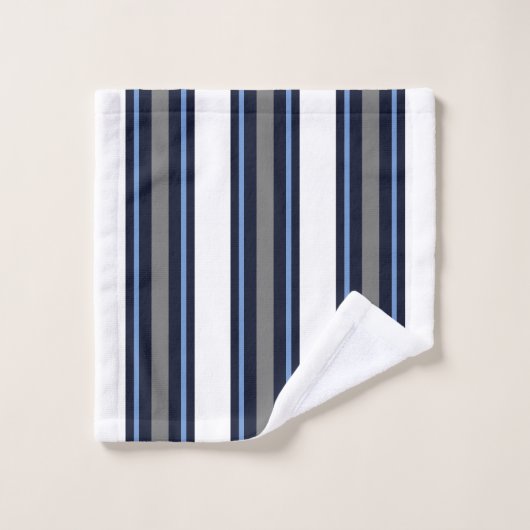 Custom Blue Modern Cursive Striping Badhandtuch Set (Waschlappen)