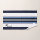 Custom Blue Modern Cursive Striping Badhandtuch Set (Handtuch)