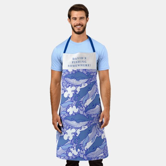 Custom Blue Monochromatic Humpback Whale Schürze (Getragen)