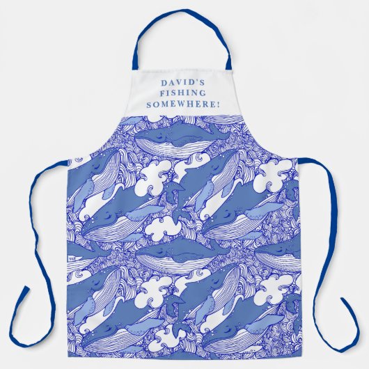 Custom Blue Monochromatic Humpback Whale Schürze (Vorderseite)
