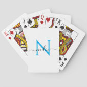 Custom Blue Monogram Name Playing Cards Spielkarten (Rückseite)