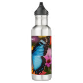 Custom Blue Morpho Butterfly Floral Botanical  Edelstahlflasche (Rechts)