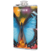 Custom Blue Morpho Butterfly Floral Botanical  Flachmann (Links)