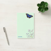 Custom Blue Morpho Butterfly Wildblumen Lt Green Post-it Klebezettel (Büro)