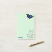 Custom Blue Morpho Butterfly Wildblumen Lt Green Post-it Klebezettel (Auf Schreibtisch)
