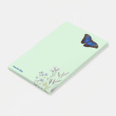 Custom Blue Morpho Butterfly Wildblumen Lt Green Post-it Klebezettel (angewinkelt)