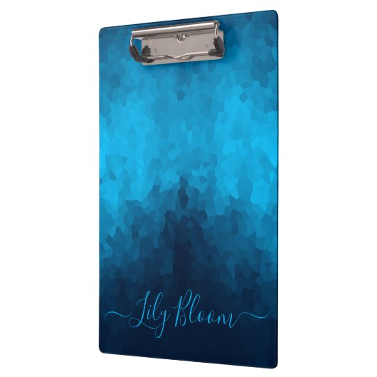 Custom Blue Mosaic Geometric Pattern Klemmbrett (Links)