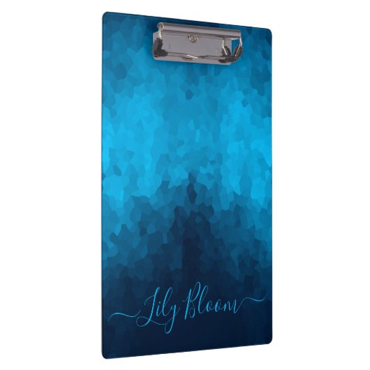 Custom Blue Mosaic Geometric Pattern Klemmbrett (Rechts)