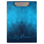 Custom Blue Mosaic Geometric Pattern Klemmbrett (Vorderseite)